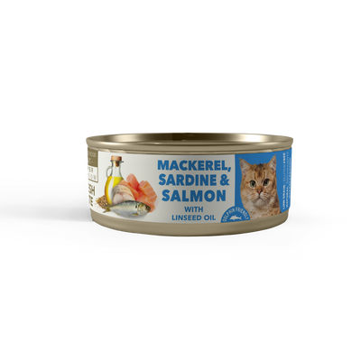 Amity Hypoallergen Mackerel, Salmon Sardine with Flaxseed Oil adult 80 g nedves macskatáp