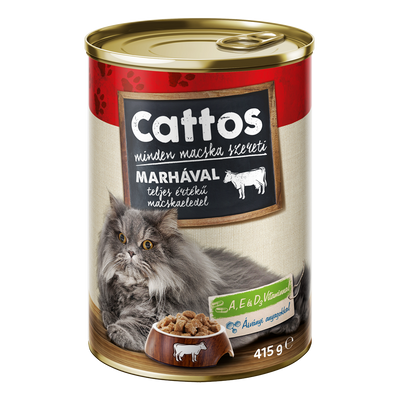 Cattos nedves macskaeledel 415g Marha