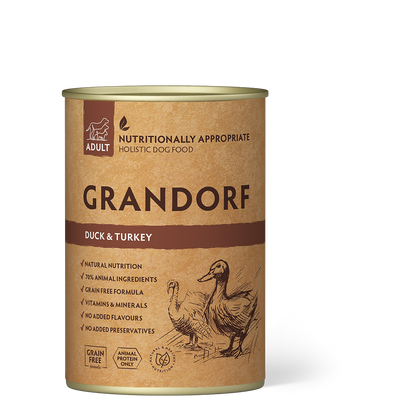 GRANDORF Duck and Sweet Potato Adult 400g konzerv kutyatáp