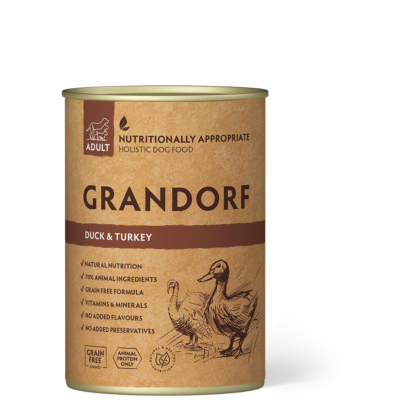 GRANDORF Duck and Sweet Potato Adult 400g konzerv kutyatáp