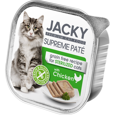 Jacky Supreme Paté macska alutálka pástétom csirke, sterilizált macskáknak 100g