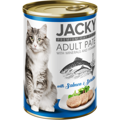 Jacky macska konzerv pástétom lazaccal és szardíniával 415 g
