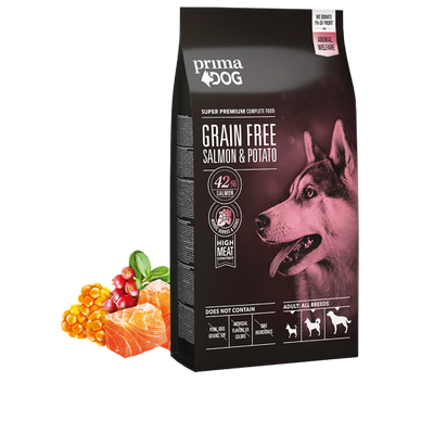 PrimaDog Grain Free Adult All Breeds Salmon Potato száraz kutyatáp 1,5 kg