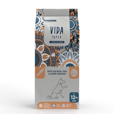 VIDA SUPER DOG Lazac és rizs Répával és Spenóttal 12 kg